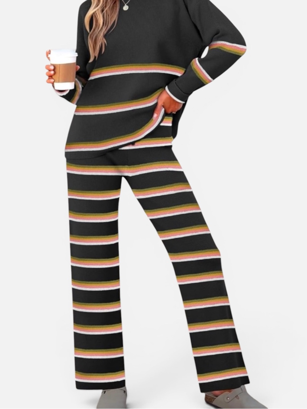 Black Striped Crewneck Sweater